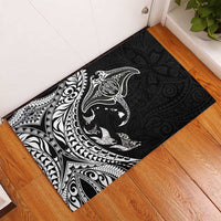 Hawaiian Manta Ray and Polynesian Tribal Tattoo Rubber Doormat Black Color LT03 - Polynesian Pride