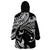 Hawaiian Manta Ray and Polynesian Tribal Tattoo Wearable Blanket Hoodie Black Color LT03