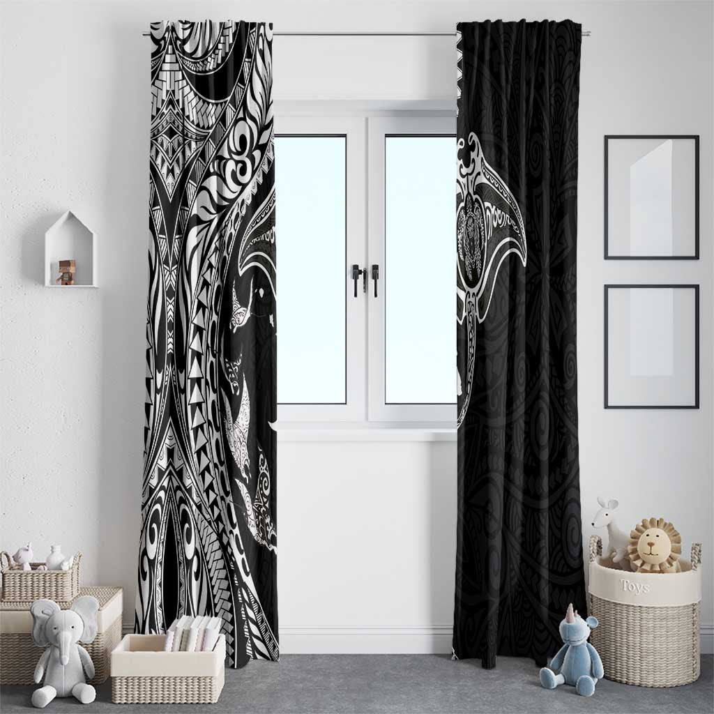 Hawaiian Manta Ray and Polynesian Tribal Tattoo Window Curtain Black Color LT03 - Polynesian Pride