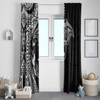 Hawaiian Manta Ray and Polynesian Tribal Tattoo Window Curtain Black Color LT03 - Polynesian Pride