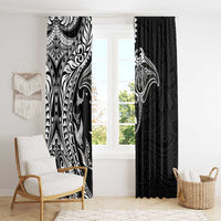 Hawaiian Manta Ray and Polynesian Tribal Tattoo Window Curtain Black Color LT03 - Polynesian Pride