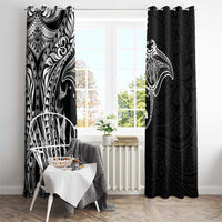 Hawaiian Manta Ray and Polynesian Tribal Tattoo Window Curtain Black Color LT03 - Polynesian Pride
