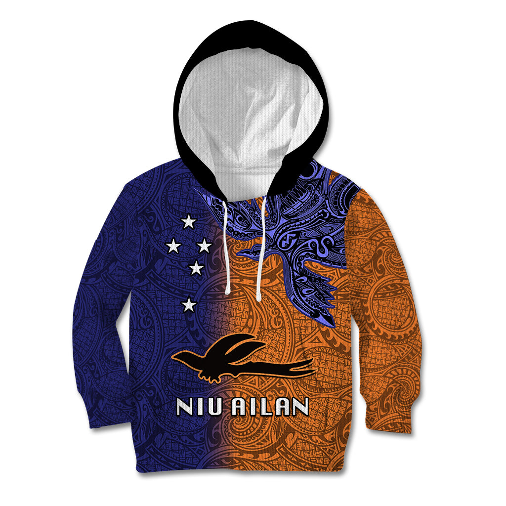 Papua New Guinea New Ireland Province Kid Hoodie PNG Birds Of Paradise Polynesian Arty Style LT03 Hoodie Orange - Polynesian Pride