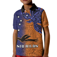 Papua New Guinea New Ireland Province Kid Polo Shirt PNG Birds Of Paradise Polynesian Arty Style LT03 Kid Orange - Polynesian Pride
