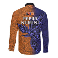 Papua New Guinea New Ireland Province Long Sleeve Button Shirt PNG Birds Of Paradise Polynesian Arty Style LT03 - Polynesian Pride