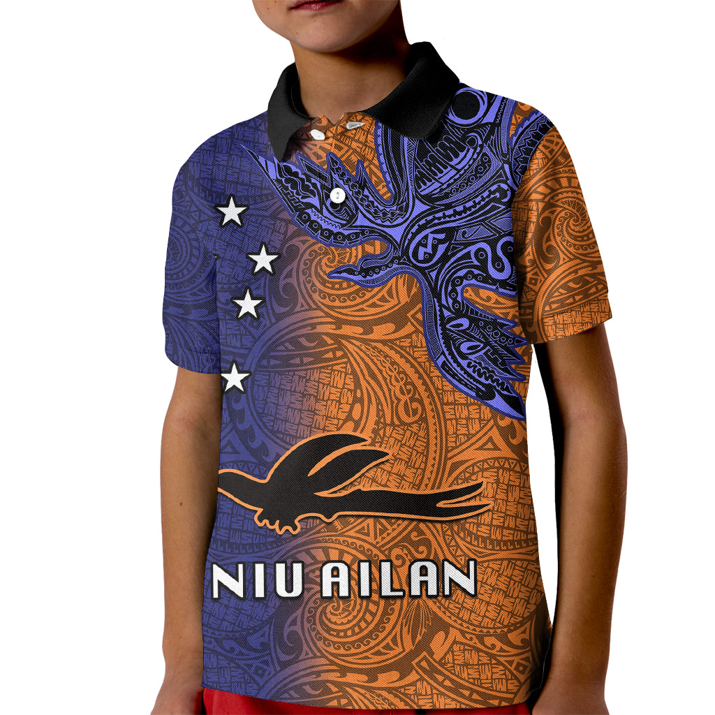 Custom Papua New Guinea New Ireland Province Kid Polo Shirt PNG Birds Of Paradise Polynesian Arty Style LT03 Kid Orange - Polynesian Pride