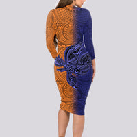 Custom Papua New Guinea New Ireland Province Long Sleeve Bodycon Dress PNG Birds Of Paradise Polynesian Arty Style LT03 - Polynesian Pride