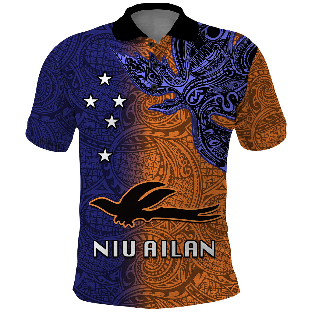 Custom Papua New Guinea New Ireland Province Polo Shirt PNG Birds Of Paradise Polynesian Arty Style LT03 Orange - Polynesian Pride