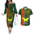 Papua New Guinea Oro Province Couples Matching Off The Shoulder Long Sleeve Dress and Hawaiian Shirt PNG Birds Of Paradise Polynesian Arty Style LT03 Green - Polynesian Pride