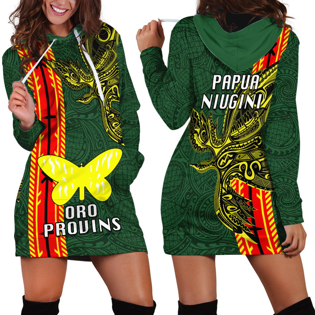 Papua New Guinea Oro Province Hoodie Dress PNG Birds Of Paradise Polynesian Arty Style LT03 - Polynesian Pride