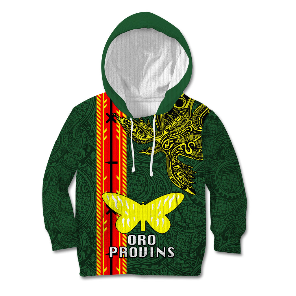 Papua New Guinea Oro Province Kid Hoodie PNG Birds Of Paradise Polynesian Arty Style LT03 Hoodie Green - Polynesian Pride