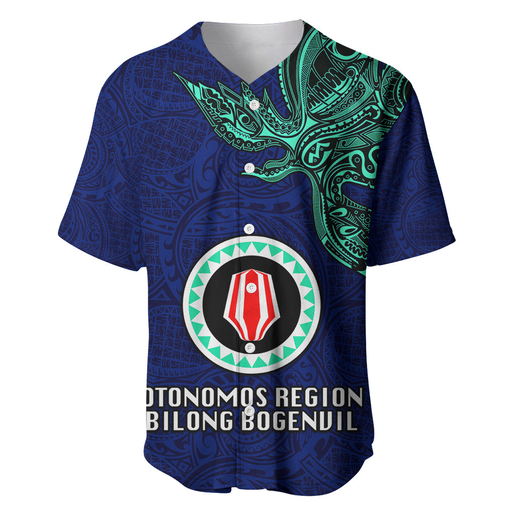 Papua New Guinea Bougainville Baseball Jersey PNG Birds Of Paradise Polynesian Arty Style LT03 Blue - Polynesian Pride