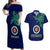 Papua New Guinea Bougainville Couples Matching Off Shoulder Maxi Dress and Hawaiian Shirt PNG Birds Of Paradise Polynesian Arty Style LT03 Blue - Polynesian Pride