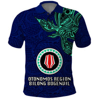 Papua New Guinea Bougainville Polo Shirt PNG Birds Of Paradise Polynesian Arty Style LT03 Blue - Polynesian Pride