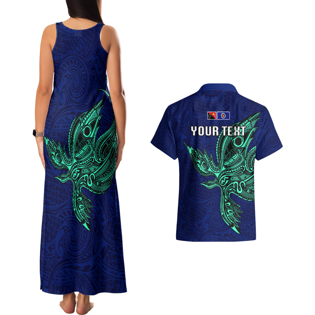 Custom Papua New Guinea Bougainville Couples Matching Tank Maxi Dress and Hawaiian Shirt PNG Birds Of Paradise Polynesian Arty Style LT03 - Polynesian Pride