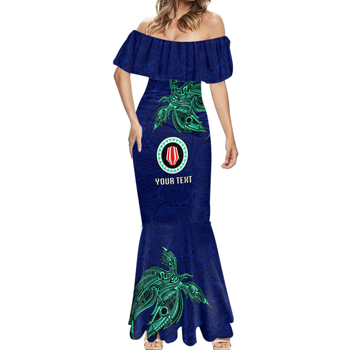 Custom Papua New Guinea Bougainville Mermaid Dress PNG Birds Of Paradise Polynesian Arty Style LT03 - Polynesian Pride