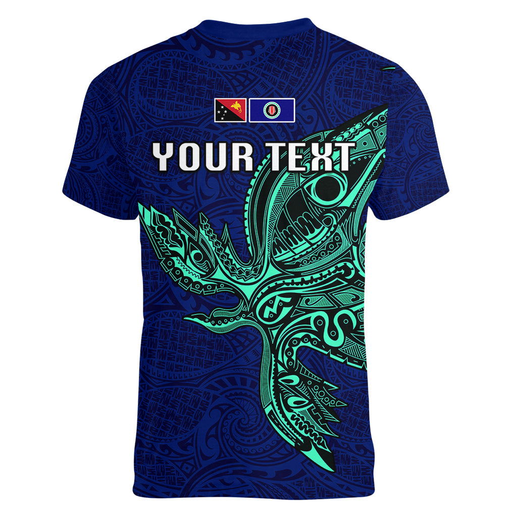 Custom Papua New Guinea Bougainville Women V Neck T Shirt PNG Birds Of Paradise Polynesian Arty Style LT03 - Polynesian Pride