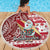 Hawaii Mele Kalikimaka Beach Blanket Santa Claus Surfing with Hawaiian Pattern Striped Red Style LT03 - Polynesian Pride