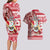 Hawaii Mele Kalikimaka Couples Matching Long Sleeve Bodycon Dress and Hawaiian Shirt Santa Claus Surfing with Hawaiian Pattern Striped Red Style LT03 - Polynesian Pride