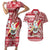 Hawaii Mele Kalikimaka Couples Matching Short Sleeve Bodycon Dress and Hawaiian Shirt Santa Claus Surfing with Hawaiian Pattern Striped Red Style LT03 Red - Polynesian Pride