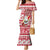 Hawaii Mele Kalikimaka Family Matching Mermaid Dress and Hawaiian Shirt Santa Claus Surfing with Hawaiian Pattern Striped Red Style LT03 Mom's Dress Red - Polynesian Pride