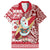 Hawaii Mele Kalikimaka Family Matching Off Shoulder Short Dress and Hawaiian Shirt Santa Claus Surfing with Hawaiian Pattern Striped Red Style LT03 Dad's Shirt - Short Sleeve Red - Polynesian Pride