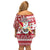 Hawaii Mele Kalikimaka Family Matching Off Shoulder Short Dress and Hawaiian Shirt Santa Claus Surfing with Hawaiian Pattern Striped Red Style LT03 - Polynesian Pride