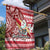 Hawaii Mele Kalikimaka Garden Flag Santa Claus Surfing with Hawaiian Pattern Striped Red Style LT03 - Polynesian Pride