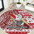 Hawaii Mele Kalikimaka Round Carpet Santa Claus Surfing with Hawaiian Pattern Striped Red Style LT03 Red - Polynesian Pride