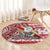 Hawaii Mele Kalikimaka Round Carpet Santa Claus Surfing with Hawaiian Pattern Striped Red Style LT03 - Polynesian Pride