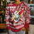 Custom Hawaii Mele Kalikimaka Kid Ugly Christmas Sweater Santa Claus Surfing with Hawaiian Pattern Striped Red Style LT03 - Polynesian Pride