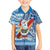 Hawaii Mele Kalikimaka Family Matching Off Shoulder Long Sleeve Dress and Hawaiian Shirt Santa Claus Surfing with Hawaiian Pattern Striped Blue Style LT03 Son's Shirt Blue - Polynesian Pride