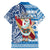 Hawaii Mele Kalikimaka Family Matching Off Shoulder Maxi Dress and Hawaiian Shirt Santa Claus Surfing with Hawaiian Pattern Striped Blue Style LT03 - Polynesian Pride