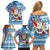 Hawaii Mele Kalikimaka Family Matching Off Shoulder Short Dress and Hawaiian Shirt Santa Claus Surfing with Hawaiian Pattern Striped Blue Style LT03 - Polynesian Pride