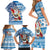 Hawaii Mele Kalikimaka Family Matching Short Sleeve Bodycon Dress and Hawaiian Shirt Santa Claus Surfing with Hawaiian Pattern Striped Blue Style LT03 - Polynesian Pride