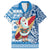 Hawaii Mele Kalikimaka Family Matching Short Sleeve Bodycon Dress and Hawaiian Shirt Santa Claus Surfing with Hawaiian Pattern Striped Blue Style LT03 Dad's Shirt - Short Sleeve Blue - Polynesian Pride