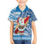 Hawaii Mele Kalikimaka Family Matching Short Sleeve Bodycon Dress and Hawaiian Shirt Santa Claus Surfing with Hawaiian Pattern Striped Blue Style LT03 Son's Shirt Blue - Polynesian Pride