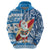 Hawaii Mele Kalikimaka Hoodie Santa Claus Surfing with Hawaiian Pattern Striped Blue Style LT03 - Polynesian Pride