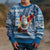Hawaii Mele Kalikimaka Kid Ugly Christmas Sweater Santa Claus Surfing with Hawaiian Pattern Striped Blue Style LT03 - Polynesian Pride