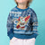 Hawaii Mele Kalikimaka Kid Ugly Christmas Sweater Santa Claus Surfing with Hawaiian Pattern Striped Blue Style LT03 - Polynesian Pride