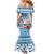 Hawaii Mele Kalikimaka Mermaid Dress Santa Claus Surfing with Hawaiian Pattern Striped Blue Style LT03 - Polynesian Pride