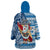 Hawaii Mele Kalikimaka Wearable Blanket Hoodie Santa Claus Surfing with Hawaiian Pattern Striped Blue Style LT03 - Polynesian Pride