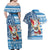 Custom Hawaii Mele Kalikimaka Couples Matching Off Shoulder Maxi Dress and Hawaiian Shirt Santa Claus Surfing with Hawaiian Pattern Striped Blue Style LT03 - Polynesian Pride