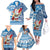 Custom Hawaii Mele Kalikimaka Family Matching Off Shoulder Long Sleeve Dress and Hawaiian Shirt Santa Claus Surfing with Hawaiian Pattern Striped Blue Style LT03 - Polynesian Pride