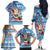 Custom Hawaii Mele Kalikimaka Family Matching Off Shoulder Long Sleeve Dress and Hawaiian Shirt Santa Claus Surfing with Hawaiian Pattern Striped Blue Style LT03 - Polynesian Pride