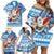 Custom Hawaii Mele Kalikimaka Family Matching Off Shoulder Short Dress and Hawaiian Shirt Santa Claus Surfing with Hawaiian Pattern Striped Blue Style LT03 - Polynesian Pride