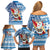 Custom Hawaii Mele Kalikimaka Family Matching Off Shoulder Short Dress and Hawaiian Shirt Santa Claus Surfing with Hawaiian Pattern Striped Blue Style LT03 - Polynesian Pride