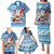 Custom Hawaii Mele Kalikimaka Family Matching Puletasi Dress and Hawaiian Shirt Santa Claus Surfing with Hawaiian Pattern Striped Blue Style LT03 - Polynesian Pride