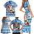 Custom Hawaii Mele Kalikimaka Family Matching Short Sleeve Bodycon Dress and Hawaiian Shirt Santa Claus Surfing with Hawaiian Pattern Striped Blue Style LT03 - Polynesian Pride