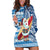 Custom Hawaii Mele Kalikimaka Hoodie Dress Santa Claus Surfing with Hawaiian Pattern Striped Blue Style LT03 Blue - Polynesian Pride